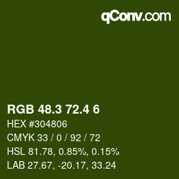 カラーコード: RGB 48.3 72.4 6 | qconv.com