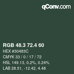 カラーコード: RGB 48.3 72.4 60 | qconv.com