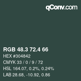 カラーコード: RGB 48.3 72.4 66 | qconv.com