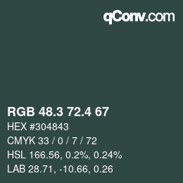 カラーコード: RGB 48.3 72.4 67 | qconv.com