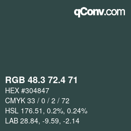 カラーコード: RGB 48.3 72.4 71 | qconv.com