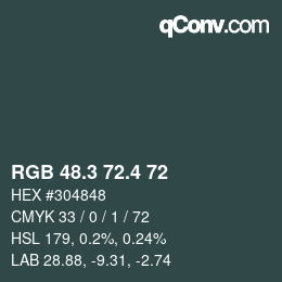 カラーコード: RGB 48.3 72.4 72 | qconv.com