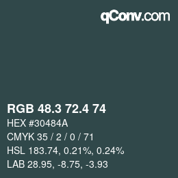 カラーコード: RGB 48.3 72.4 74 | qconv.com