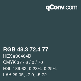 カラーコード: RGB 48.3 72.4 77 | qconv.com