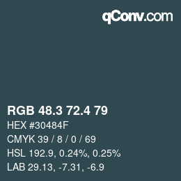 カラーコード: RGB 48.3 72.4 79 | qconv.com