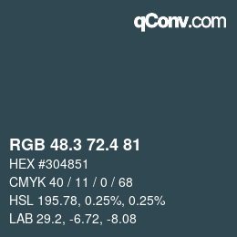 カラーコード: RGB 48.3 72.4 81 | qconv.com