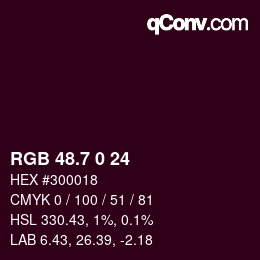 カラーコード: RGB 48.7 0 24 | qconv.com