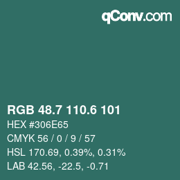 カラーコード: RGB 48.7 110.6 101 | qconv.com