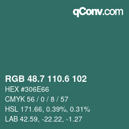 カラーコード: RGB 48.7 110.6 102 | qconv.com