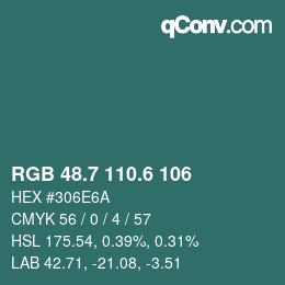 カラーコード: RGB 48.7 110.6 106 | qconv.com