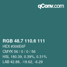 カラーコード: RGB 48.7 110.6 111 | qconv.com