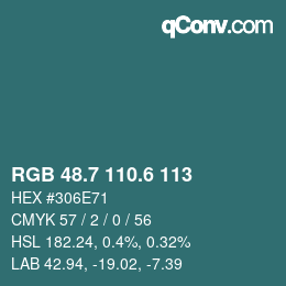 カラーコード: RGB 48.7 110.6 113 | qconv.com
