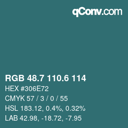 カラーコード: RGB 48.7 110.6 114 | qconv.com