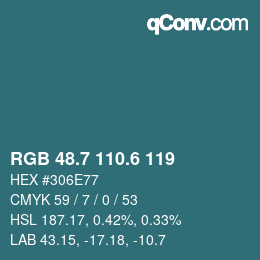カラーコード: RGB 48.7 110.6 119 | qconv.com