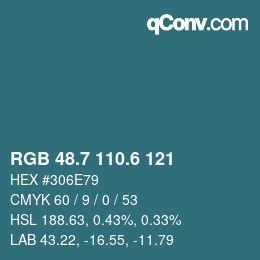 カラーコード: RGB 48.7 110.6 121 | qconv.com