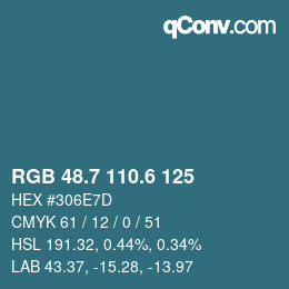 カラーコード: RGB 48.7 110.6 125 | qconv.com
