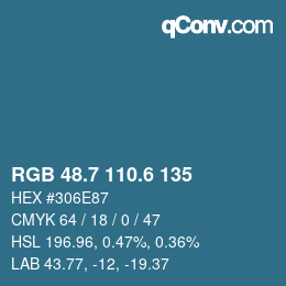 カラーコード: RGB 48.7 110.6 135 | qconv.com