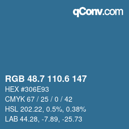 カラーコード: RGB 48.7 110.6 147 | qconv.com