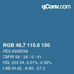 カラーコード: RGB 48.7 110.6 150 | qconv.com