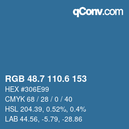 カラーコード: RGB 48.7 110.6 153 | qconv.com
