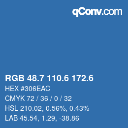 カラーコード: RGB 48.7 110.6 172.6 | qconv.com