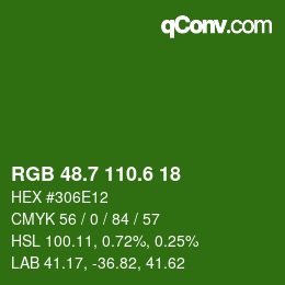 カラーコード: RGB 48.7 110.6 18 | qconv.com