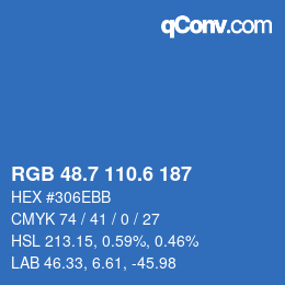カラーコード: RGB 48.7 110.6 187 | qconv.com