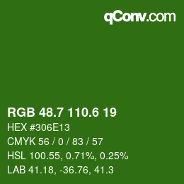 カラーコード: RGB 48.7 110.6 19 | qconv.com
