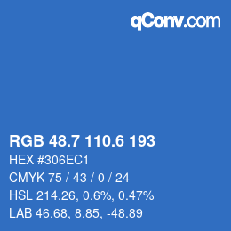 カラーコード: RGB 48.7 110.6 193 | qconv.com