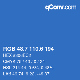 カラーコード: RGB 48.7 110.6 194 | qconv.com