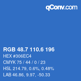 カラーコード: RGB 48.7 110.6 196 | qconv.com