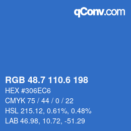 カラーコード: RGB 48.7 110.6 198 | qconv.com