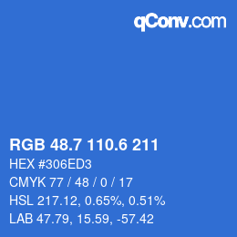 カラーコード: RGB 48.7 110.6 211 | qconv.com