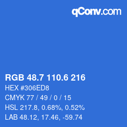 カラーコード: RGB 48.7 110.6 216 | qconv.com