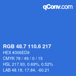 カラーコード: RGB 48.7 110.6 217 | qconv.com
