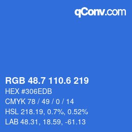 カラーコード: RGB 48.7 110.6 219 | qconv.com