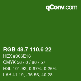 カラーコード: RGB 48.7 110.6 22 | qconv.com