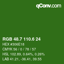 カラーコード: RGB 48.7 110.6 24 | qconv.com