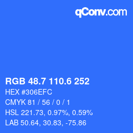 カラーコード: RGB 48.7 110.6 252 | qconv.com