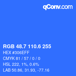 カラーコード: RGB 48.7 110.6 255 | qconv.com