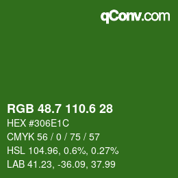 カラーコード: RGB 48.7 110.6 28 | qconv.com