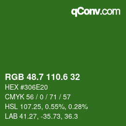 カラーコード: RGB 48.7 110.6 32 | qconv.com