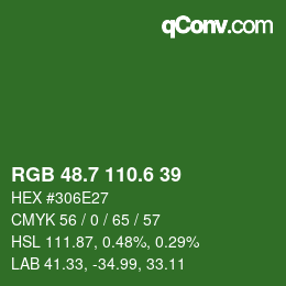 カラーコード: RGB 48.7 110.6 39 | qconv.com