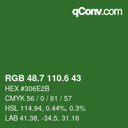 カラーコード: RGB 48.7 110.6 43 | qconv.com