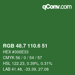 カラーコード: RGB 48.7 110.6 51 | qconv.com