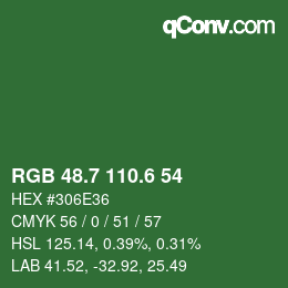 カラーコード: RGB 48.7 110.6 54 | qconv.com