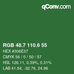 カラーコード: RGB 48.7 110.6 55 | qconv.com
