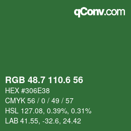 カラーコード: RGB 48.7 110.6 56 | qconv.com