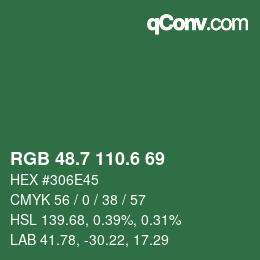カラーコード: RGB 48.7 110.6 69 | qconv.com