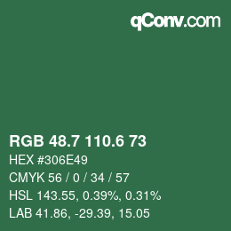 カラーコード: RGB 48.7 110.6 73 | qconv.com